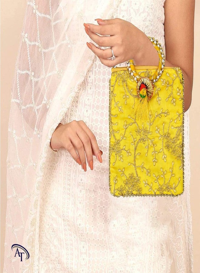 AT Ankit Traders Embroidered Potli Pouches for Women Pack of 6 | Potli Bags for Return Gifts, Purse for Ladies, Shagun for Home Functions & Wedding | Ideal for Lohri, Makar Sankranti & Pongal - Image 5